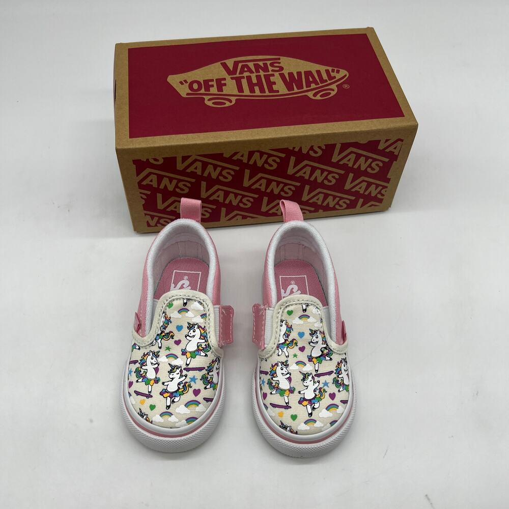 VANS Toddler Classic Slip-On V Shoe Pink Unicorn Size 5.5